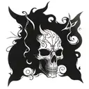 cat skull tattoo design idea