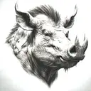 warthog angry tattoo design idea