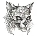 cat skull adorned tattoo design idea
