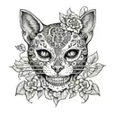 cat skull adorned tattoo design idea