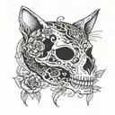 cat skull adorned tattoo design idea