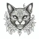 cat skull adorned tattoo design idea