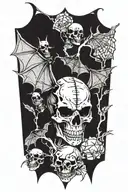 bat skeleton tattoo design idea