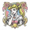 sailor moon pin up tattoo design idea