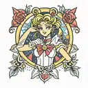 sailor moon pin up tattoo design idea