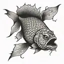 scary fish tattoo design idea