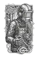 welder evil tattoo design idea