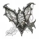 bat hanging upside tattoo design idea