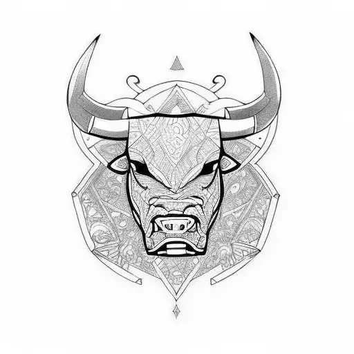 angry bull face tattoo design idea