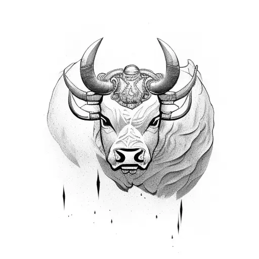 angry bull and pinup girl tattoo design idea