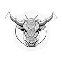 angry bull face tattoo design idea