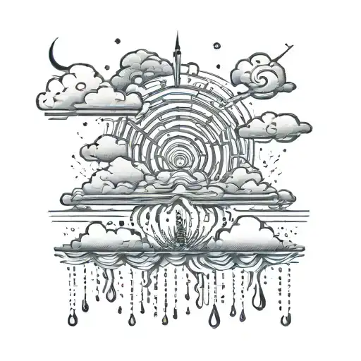 thunderstorm and rain tattoo design idea