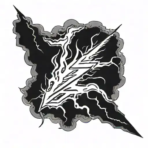 a black background with a lightning bolt striking tattoo design idea