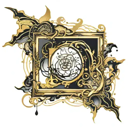gold picture frame tattoo design idea