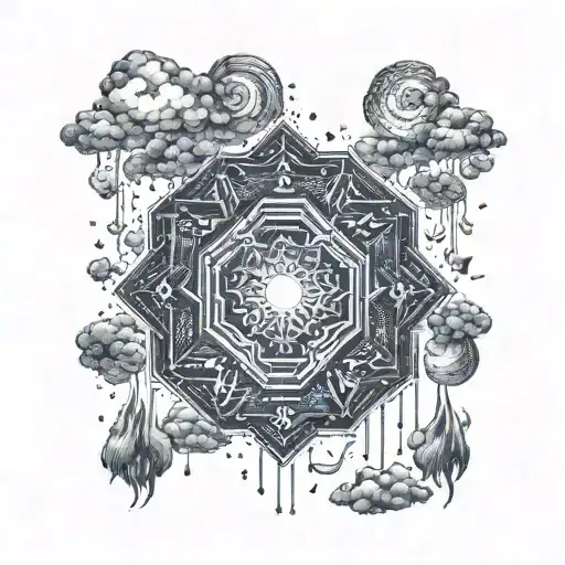 thunderstorm and rain tattoo design idea