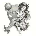 female atlas holding world tattoo design idea