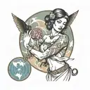 female atlas holding world tattoo design idea