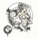 female atlas holding world tattoo design idea