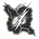 a black background with a lightning bolt striking tattoo design idea