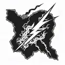 a black background with a lightning bolt striking tattoo design idea