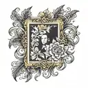 gold picture frame tattoo design idea