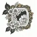 gold picture frame tattoo design idea