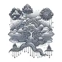 thunderstorm and rain tattoo design idea