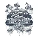 thunderstorm and rain tattoo design idea
