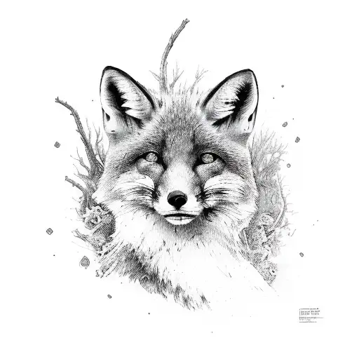 fox in tank tattoo design idea