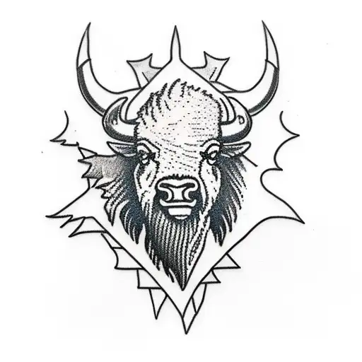 bison head tattoo design idea