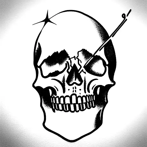 skull music band director with red destiny rope tattoo design idea