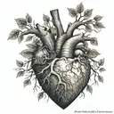A tree and roots in the shape of a human heart with 2 keyholes for special keys  tattoo design idea