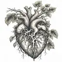 A tree and roots in the shape of a human heart with 2 keyholes for special keys  tattoo design idea