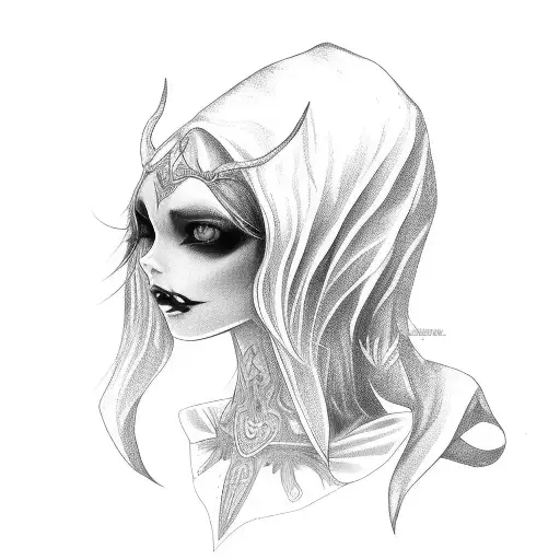 gothic elf  tattoo design idea