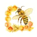 A bee and honeycombs in the background tattoo design idea