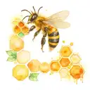 A bee and honeycombs in the background tattoo design idea