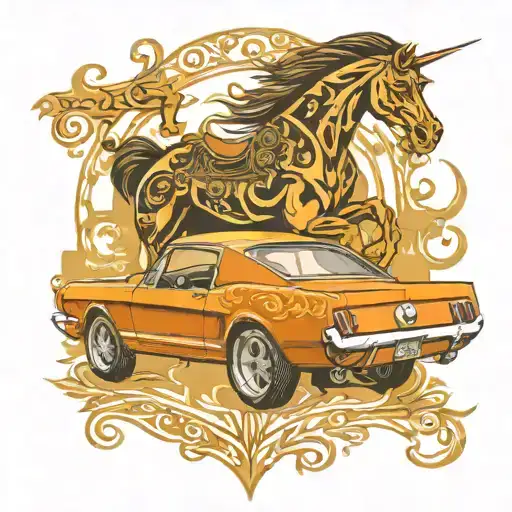 66 ford mustang driving tattoo design idea