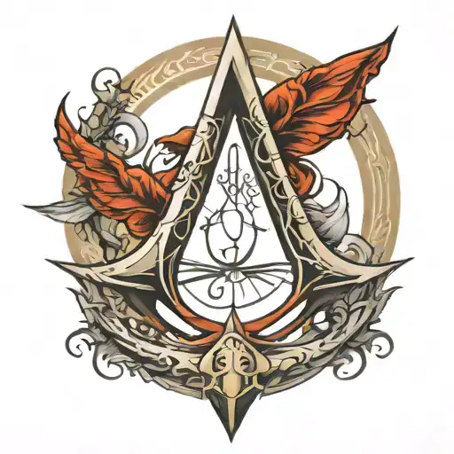 Assassins creed logo made with DNA double helix tattoo design idea