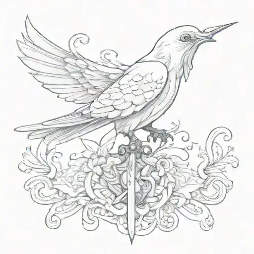 dove and sword tattoo design idea