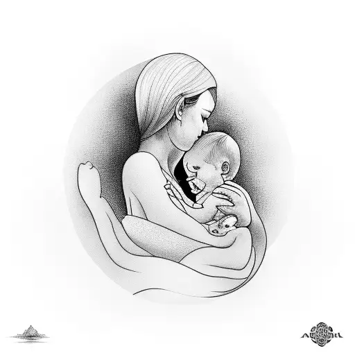 A symbolic piece representing the bond between mother and child through the act of breastfeeding tattoo design idea