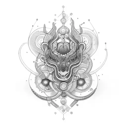 An intricate design combining ocytocine molecules with bohemian elements tattoo design idea