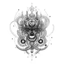 An intricate design combining ocytocine molecules with bohemian elements tattoo design idea