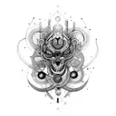 An intricate design combining ocytocine molecules with bohemian elements tattoo design idea