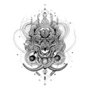 An intricate design combining ocytocine molecules with bohemian elements tattoo design idea