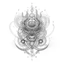An intricate design combining ocytocine molecules with bohemian elements tattoo design idea