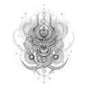 An intricate design combining ocytocine molecules with bohemian elements tattoo design idea