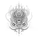 An intricate design combining ocytocine molecules with bohemian elements tattoo design idea