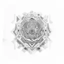 An intricate design combining ocytocine molecules with bohemian elements tattoo design idea