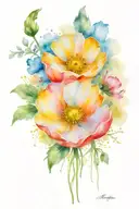 Daisy and poppy flowers   tattoo design idea