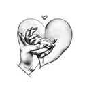 hand holding heart with black nails tattoo design idea